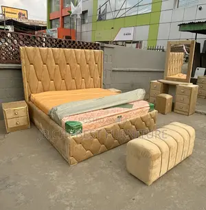 Modern Exquisite Set of 6 by 6 HDF Upholstery Wooden Padded Bedframe