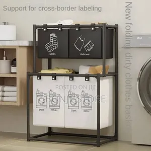 Double Layer 4 Compartment Laundry Basket
