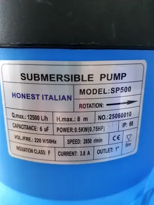 0.75hp Fountain Submersible Plastic Water Pump, for Pool, Ponds, Etc
