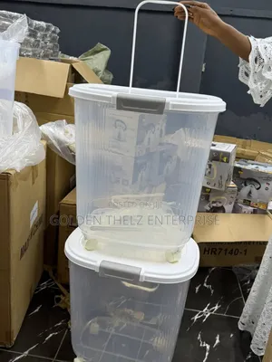 45l Transparent Rice Bucket With Wheel