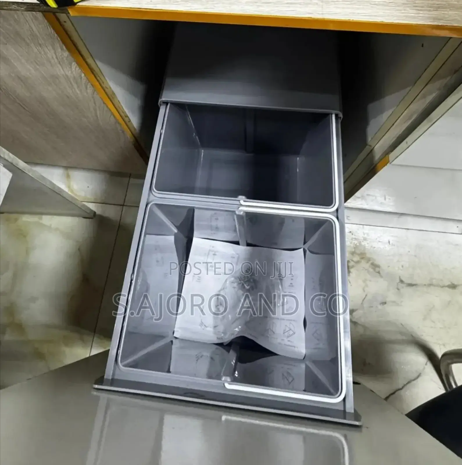 Pull-Out Big Double Dustbin, Built-in Cabinet Kitchen Wastebin