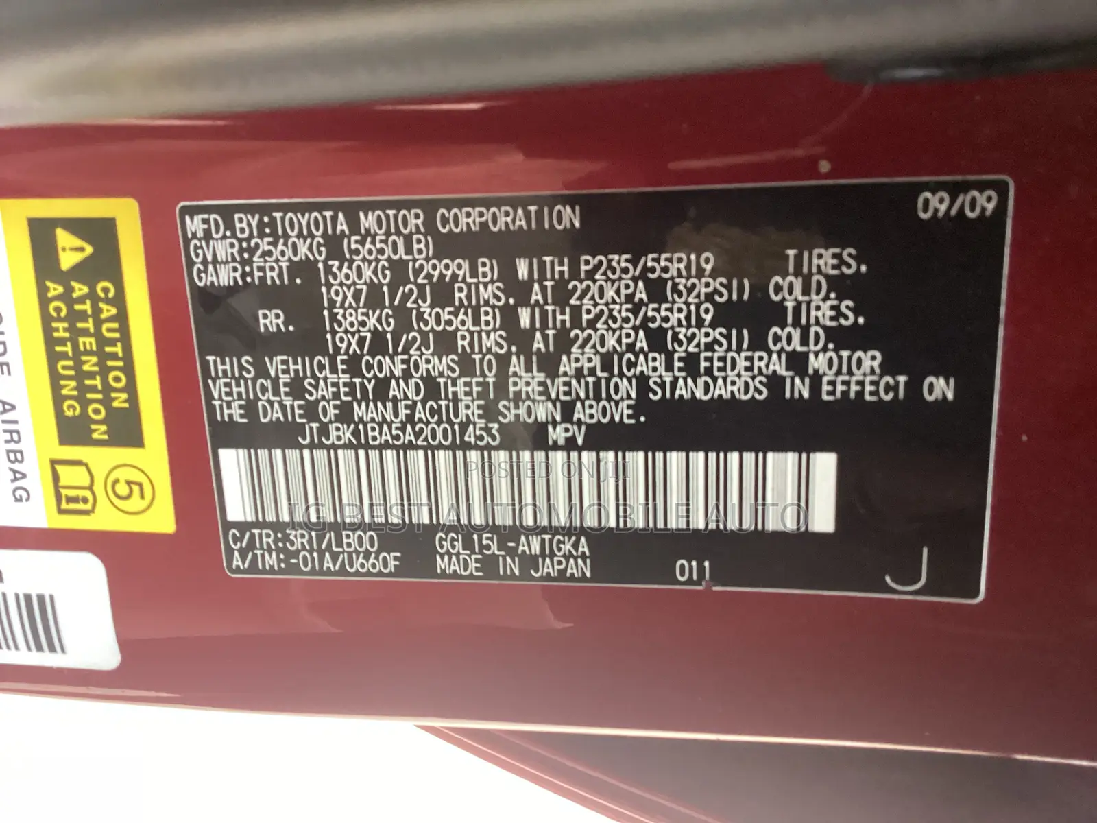 Lexus RX 350 2010 Red