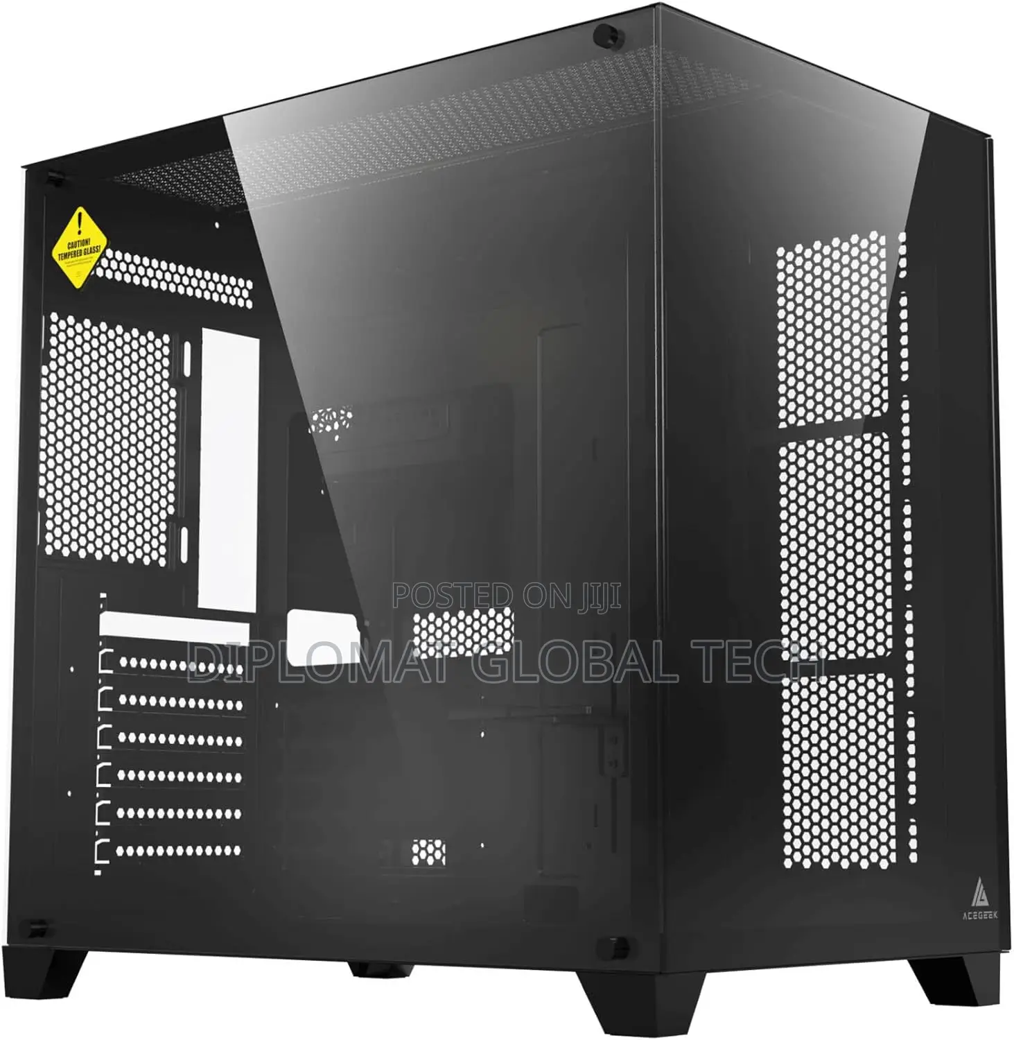 Acegeek R425 Pro Black Atx Gaming Case With Type-C Dual Tempered