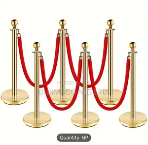 Stanchion Barrier Queue Poles And Ropes- Gold