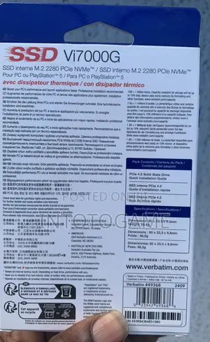 Playstation 2tb Ssd Verbatim Int For Ps5 Game Drive