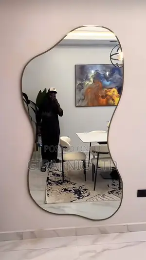 Amoeba Shaped Mirror /Golden Edged Design