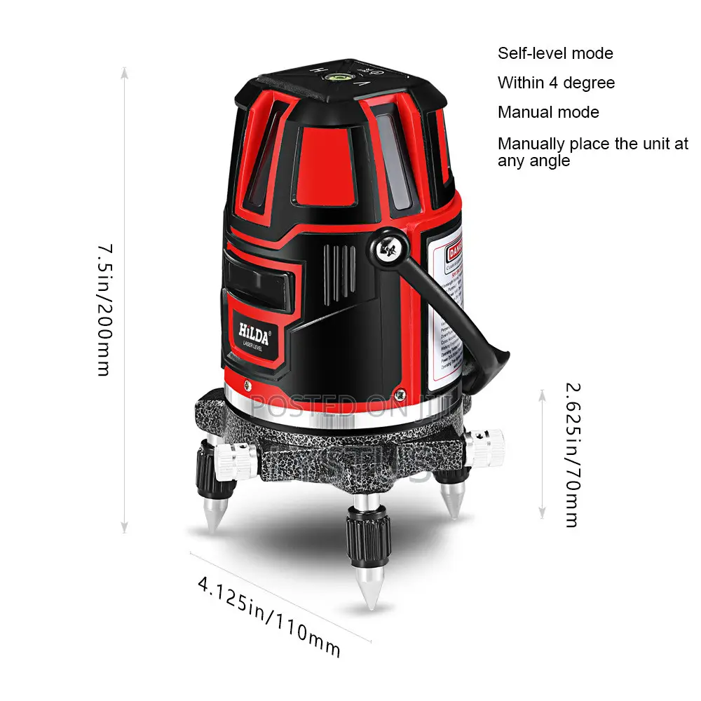 Hilda 5 Lines Laser Level, 360 Degrees Indoor/ Outdoor