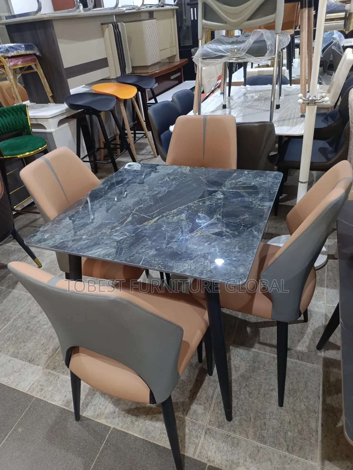 Simple 4 Seaters Marble Dining Table And Chairs
