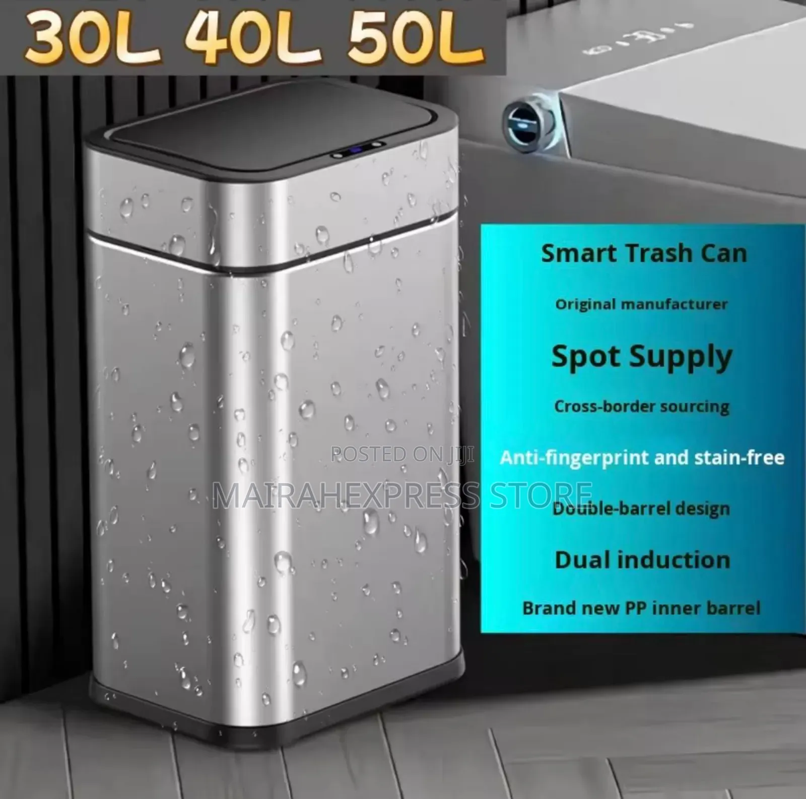 High Quality Stainless Steel Rechargeable Smart Bin With Wheels T2mm7.