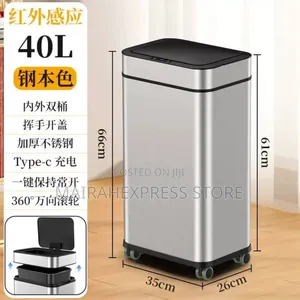 High Quality Stainless Steel Rechargeable Smart Bin With Wheels T2mm7.