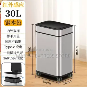 High Quality Stainless Steel Rechargeable Smart Bin With Wheels T2mm7.