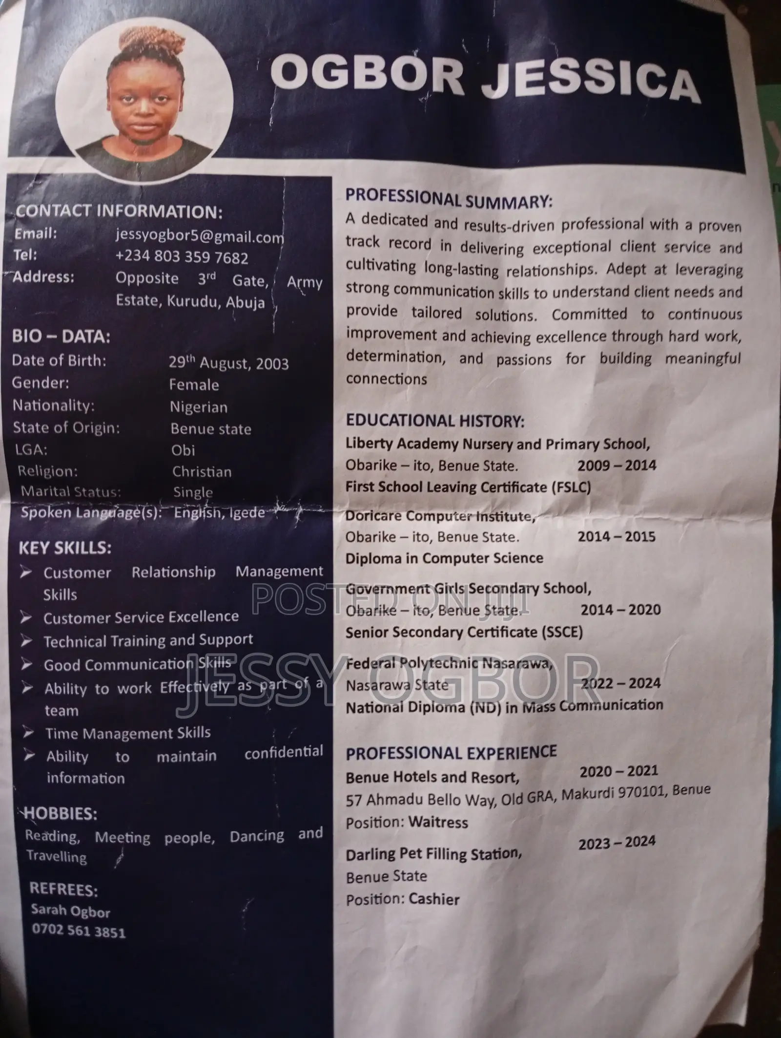 Clerical Administrative CV