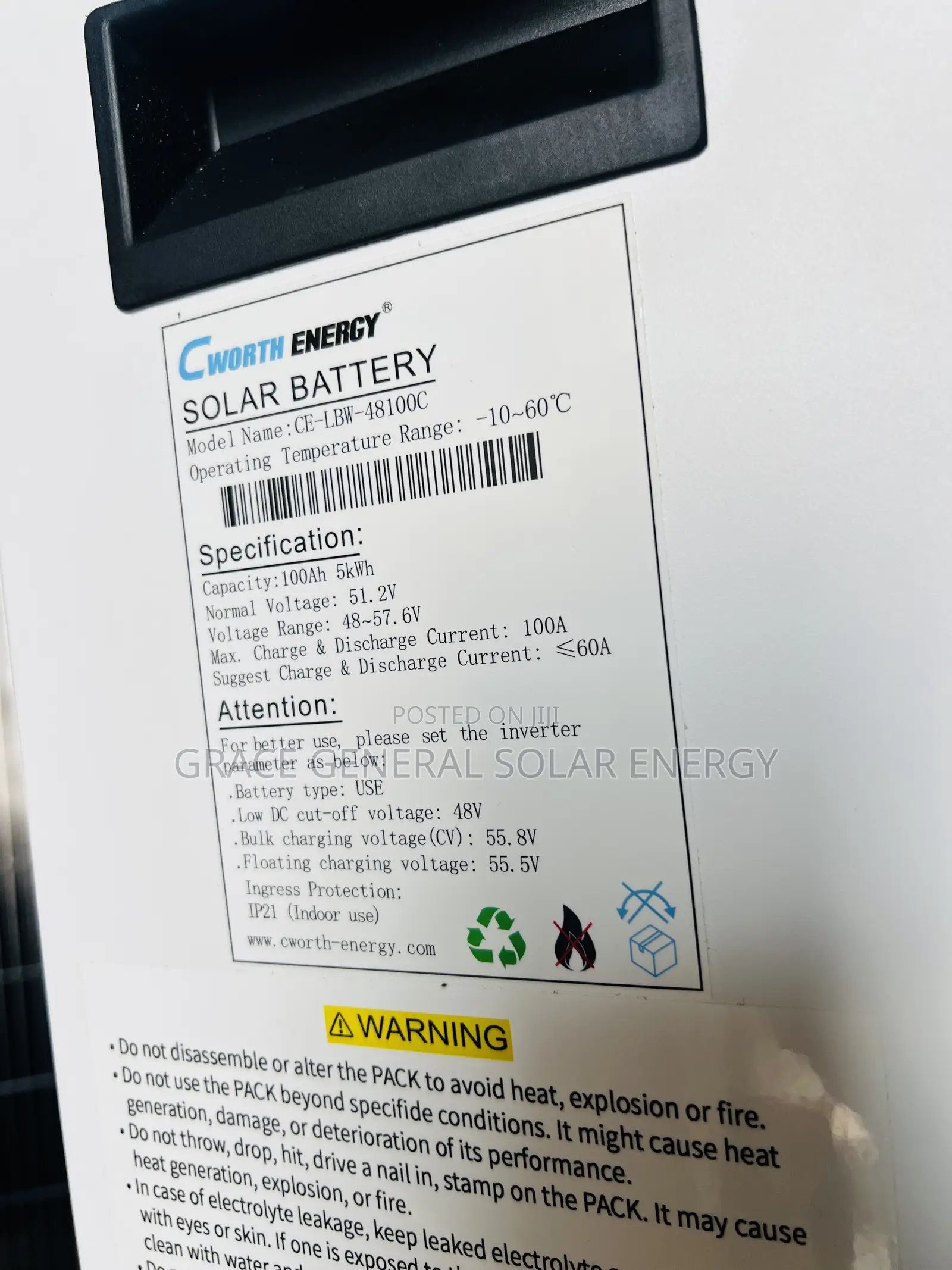 5kwh 48v Cworth Lithium Battery Wall Mount