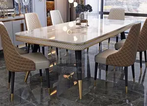 Best Selling Dining Table With Marble Top and Six Seaters