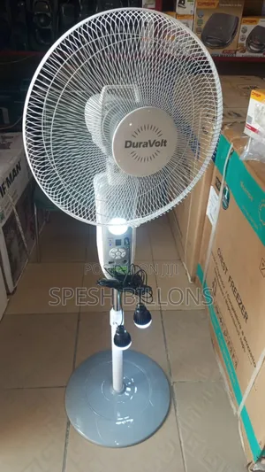 Duravolt 16′′ Rechargable Fan | Solar + Bulb + Bluetooth Speaker