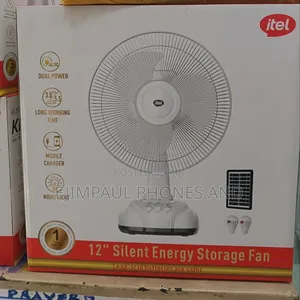 Itel Rechargable Solar Desk Fan 12" Battery Life Moo1