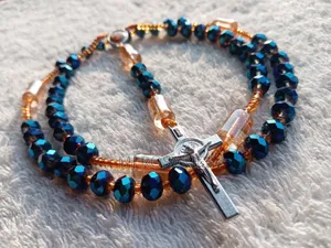 Premium Crystal Rosary - Blue Amber Edition