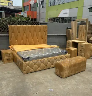 Impressive Well Crafted HDF Upholstery 6 by 6 Padded Bedframe Set