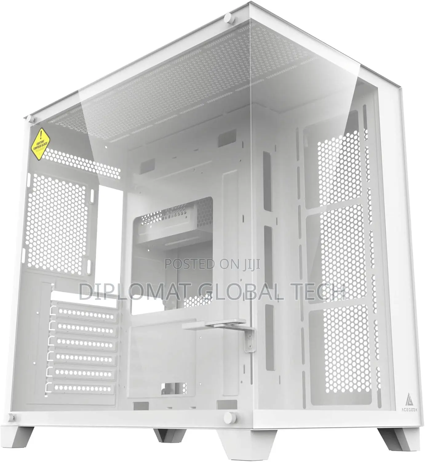 Acegeek R425 Pro White Atx Gaming Case With Type-C Usb Dual Tempered
