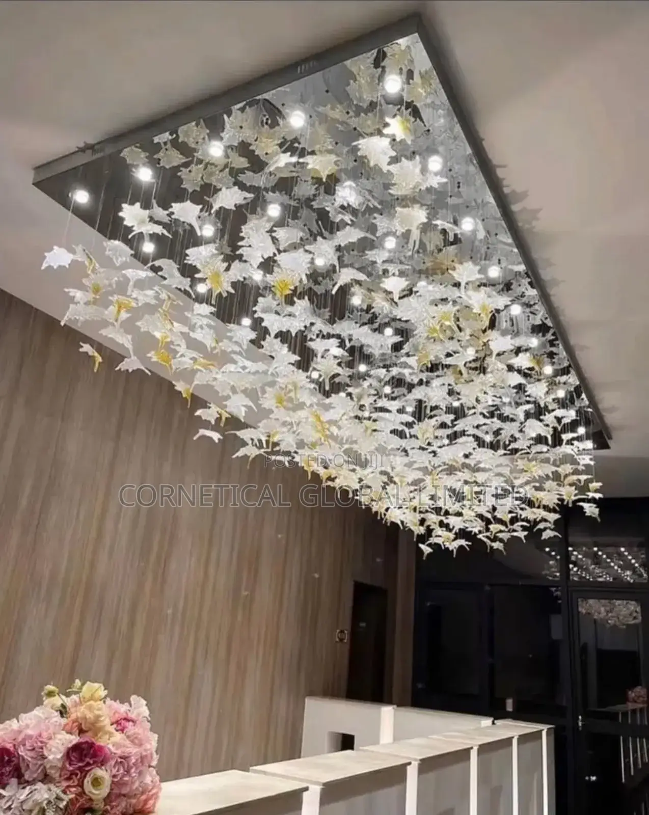 Modern Premium Quality Leaf Shaped Crystal Led Chandelier Light