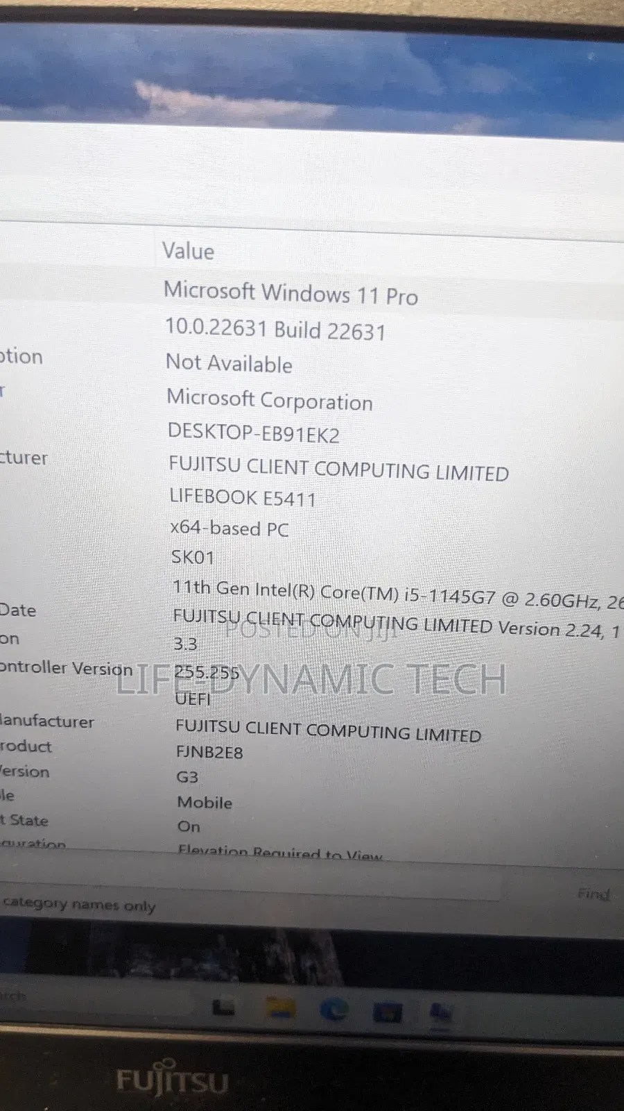 Laptop Fujitsu 8GB Intel Core i5 SSD 256GB