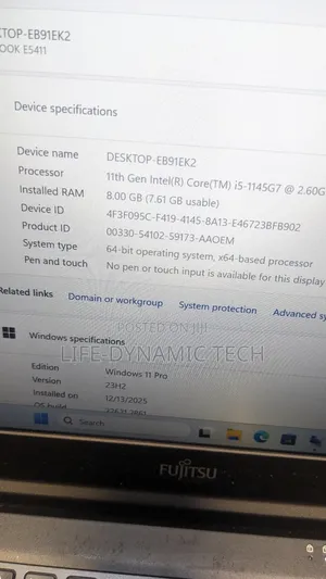 Laptop Fujitsu 8GB Intel Core i5 SSD 256GB