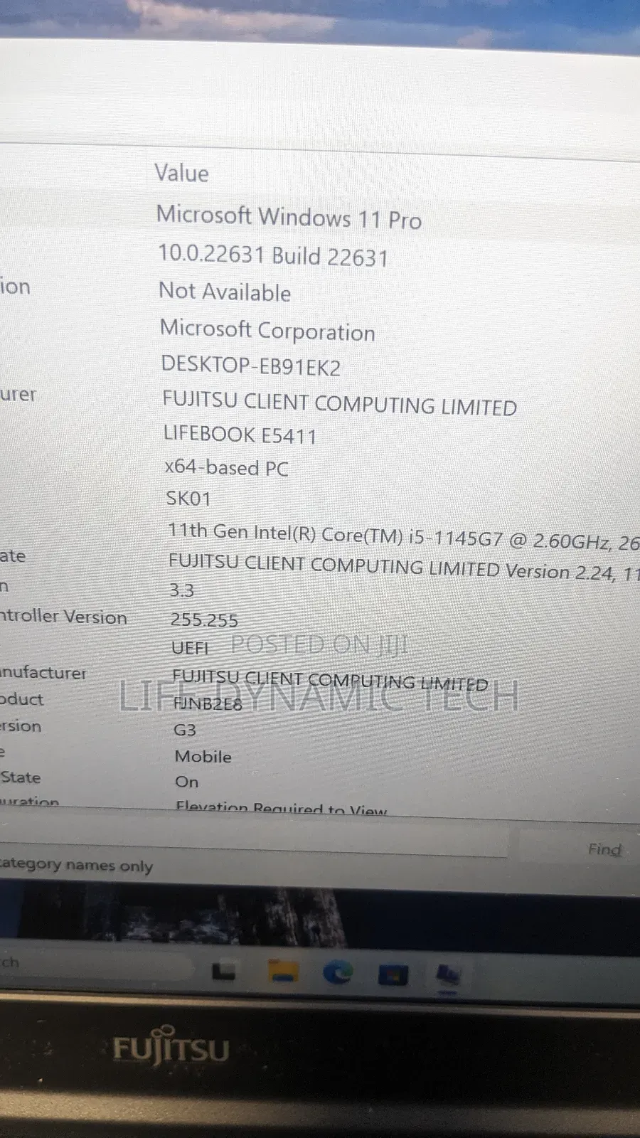 Laptop Fujitsu 8GB Intel Core i5 SSD 256GB