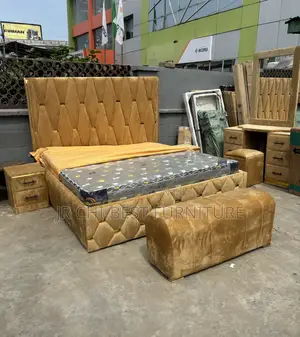 Complete Set of Contemporary Upholstery HDF 6 by 6 Padded Bedframe
