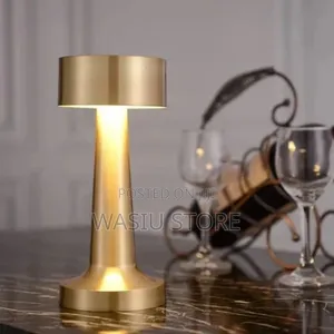 Flat Head Gold Metal Touch Portable Rechargeable Led Table Lamp