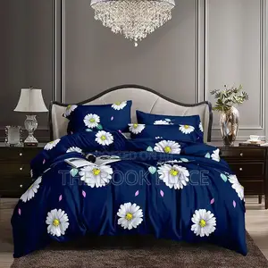 Dim Blue Flower Cotton Bedsheets