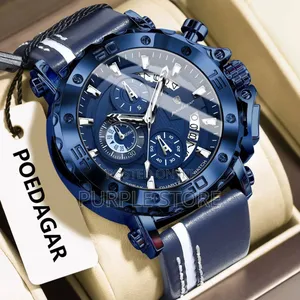 Solid Quality Poedagar Chronograph . Leather Watches 