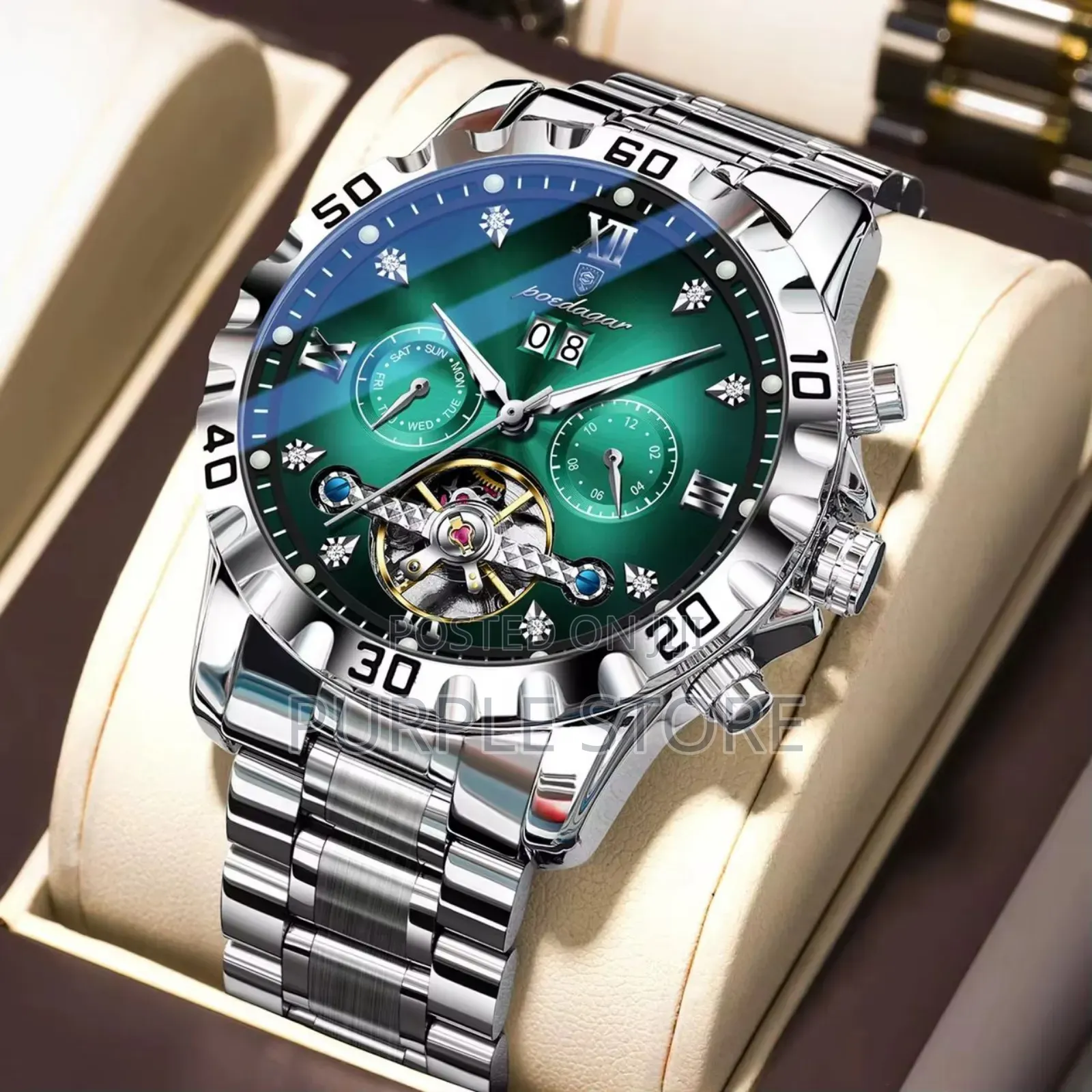 Poedagar Solid Quality Automatic Mechanical-"Chronograph" Watches.