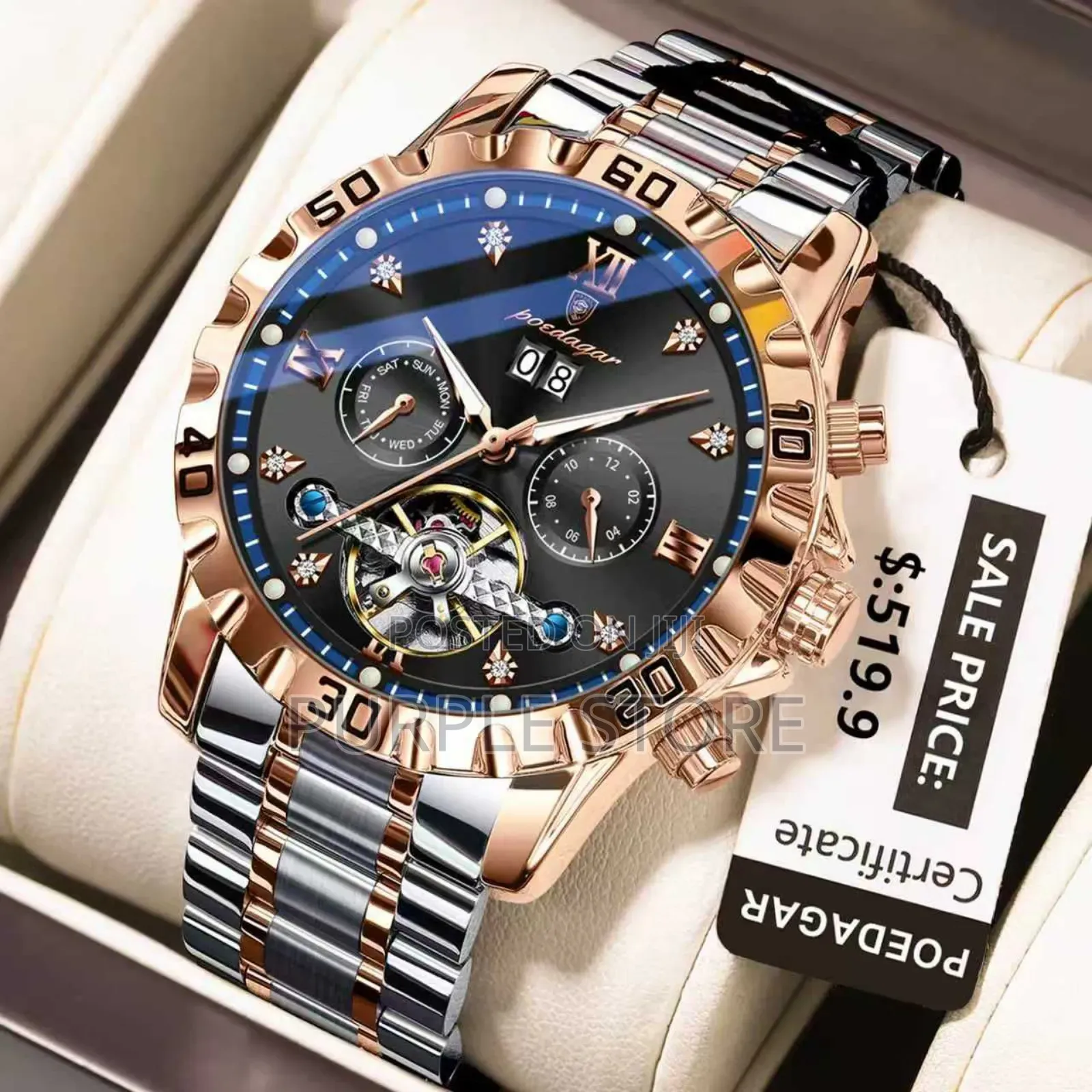 Poedagar Solid Quality Automatic Mechanical-"Chronograph" Watches.