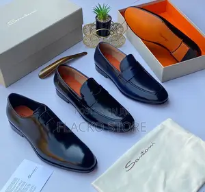 Original Santoni Italian Leather Luxury Loafers Shoes