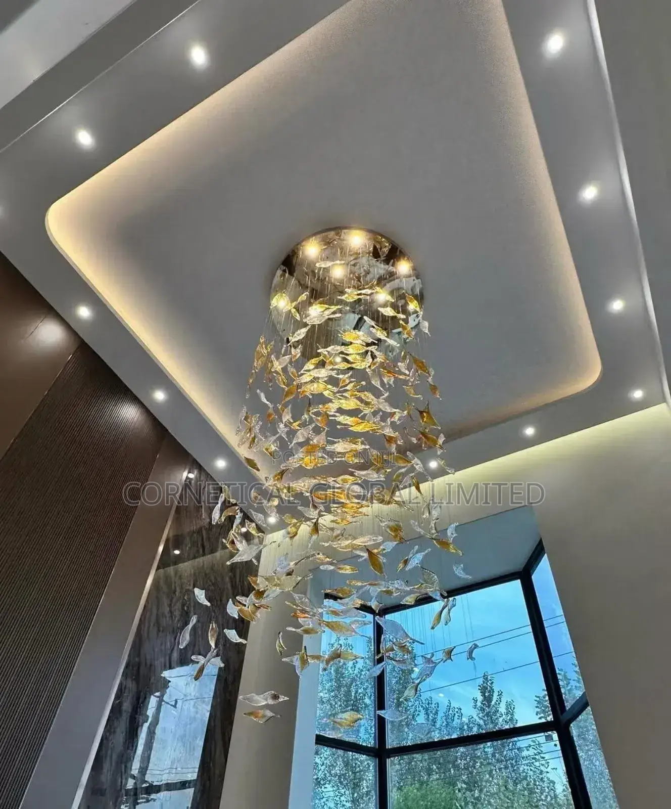 Modern Luxury Maple Leaf Crystal Led Chandelier Light