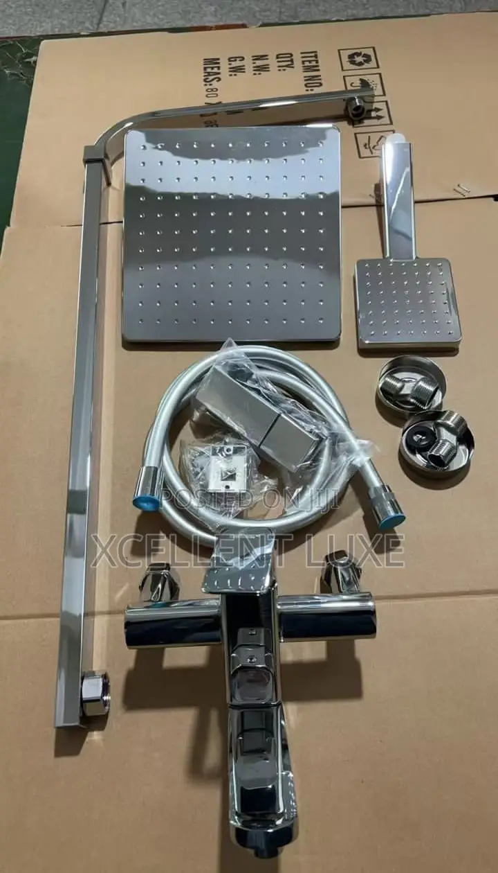 Chrome Shower Mixer Set With Down Tap