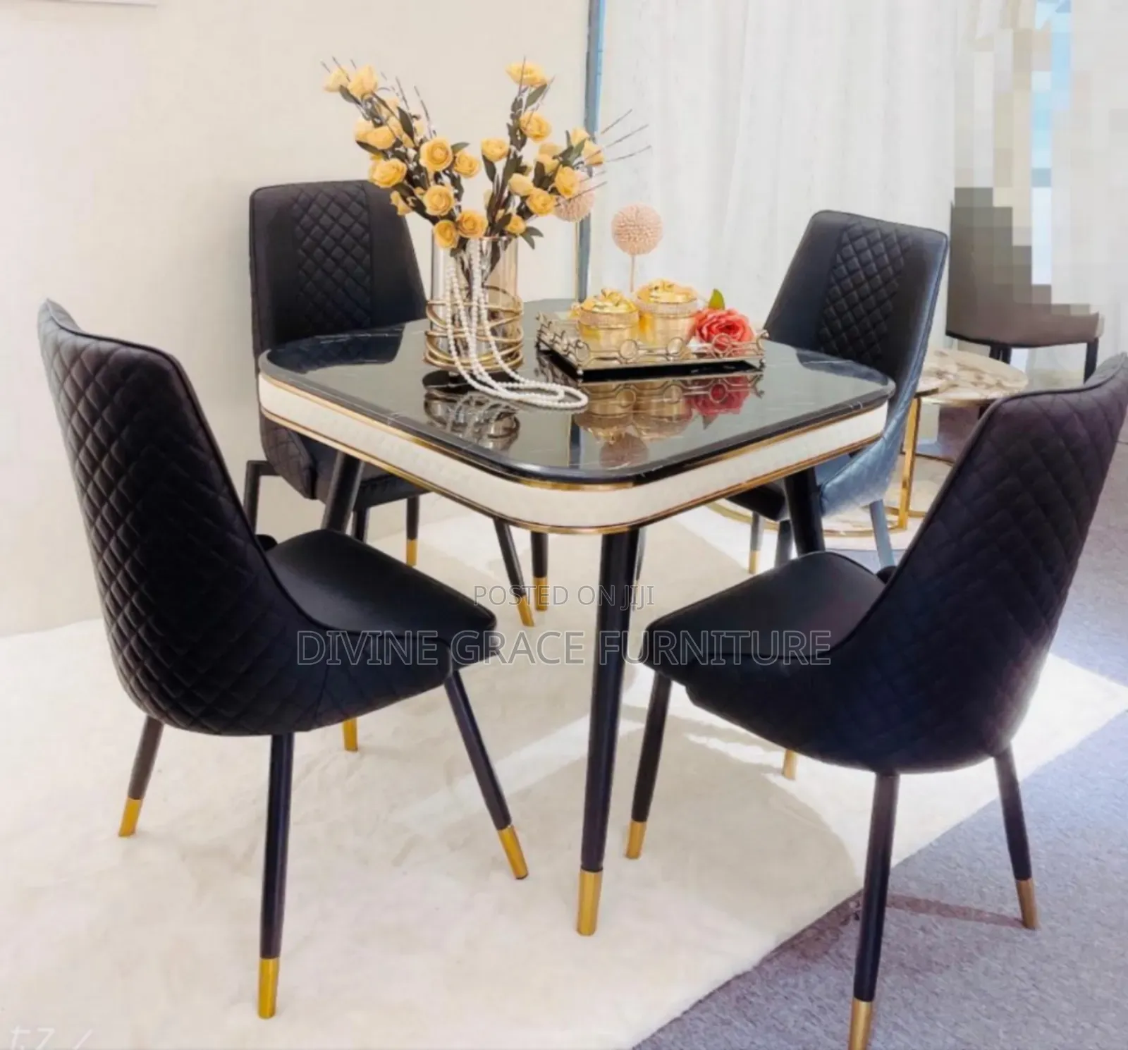 Black Color Dinning Table Set
