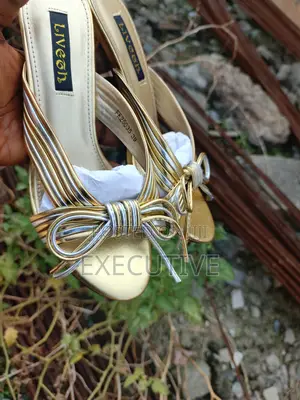 Silver and Gold Pattern Pencil Heel Slippers