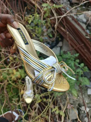 Silver and Gold Pattern Pencil Heel Slippers