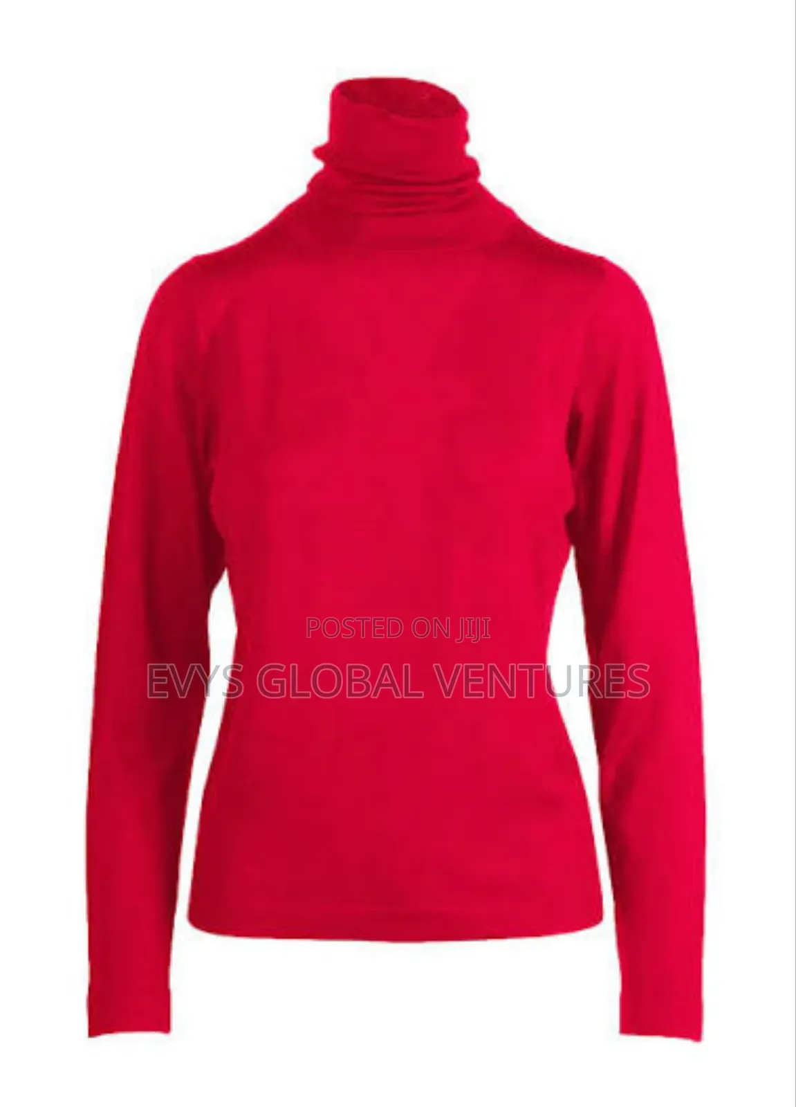 Long Sleeve Turtleneck Top - Red