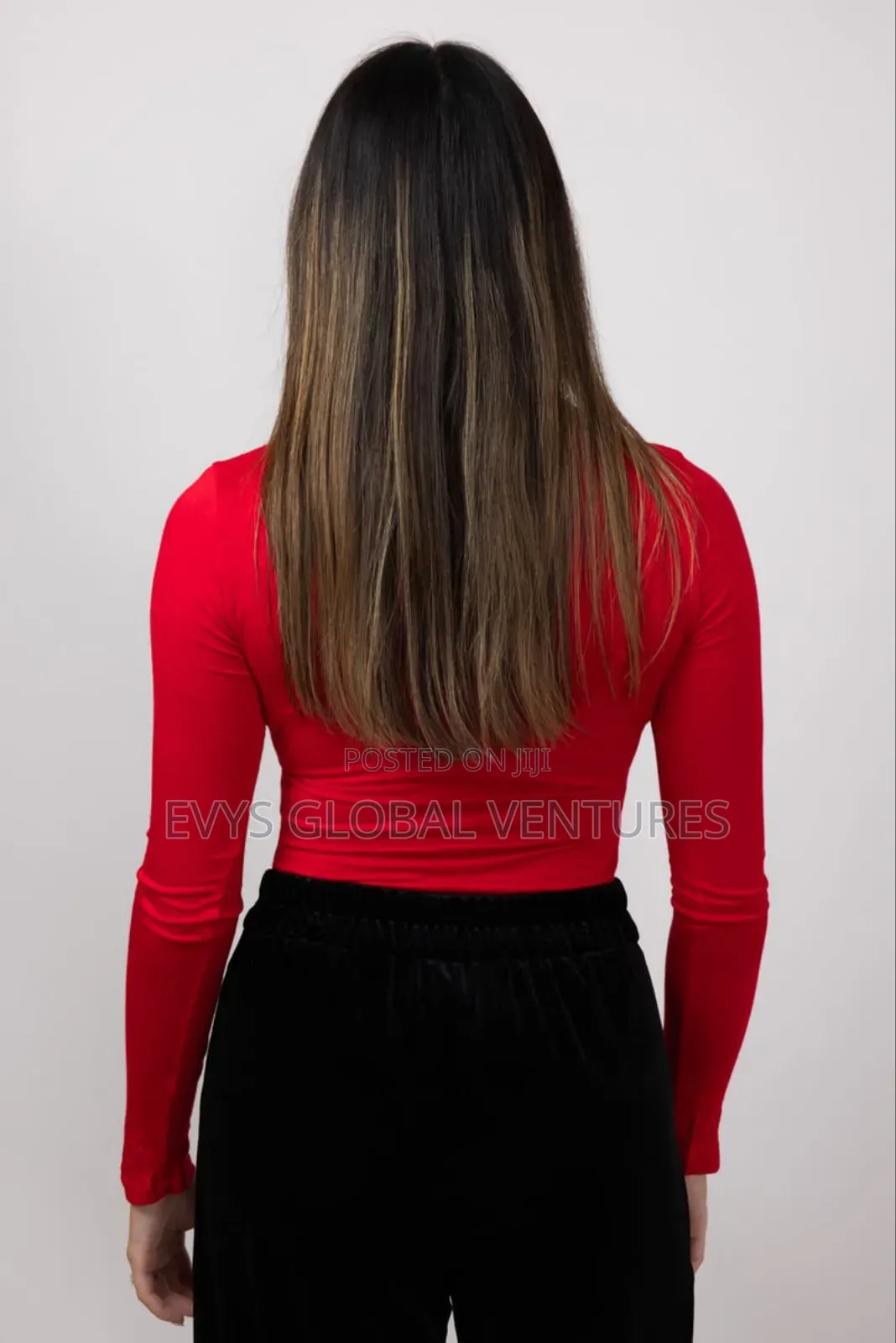 Long Sleeve Turtleneck Top - Red