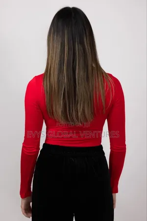 Long Sleeve Turtleneck Top - Red