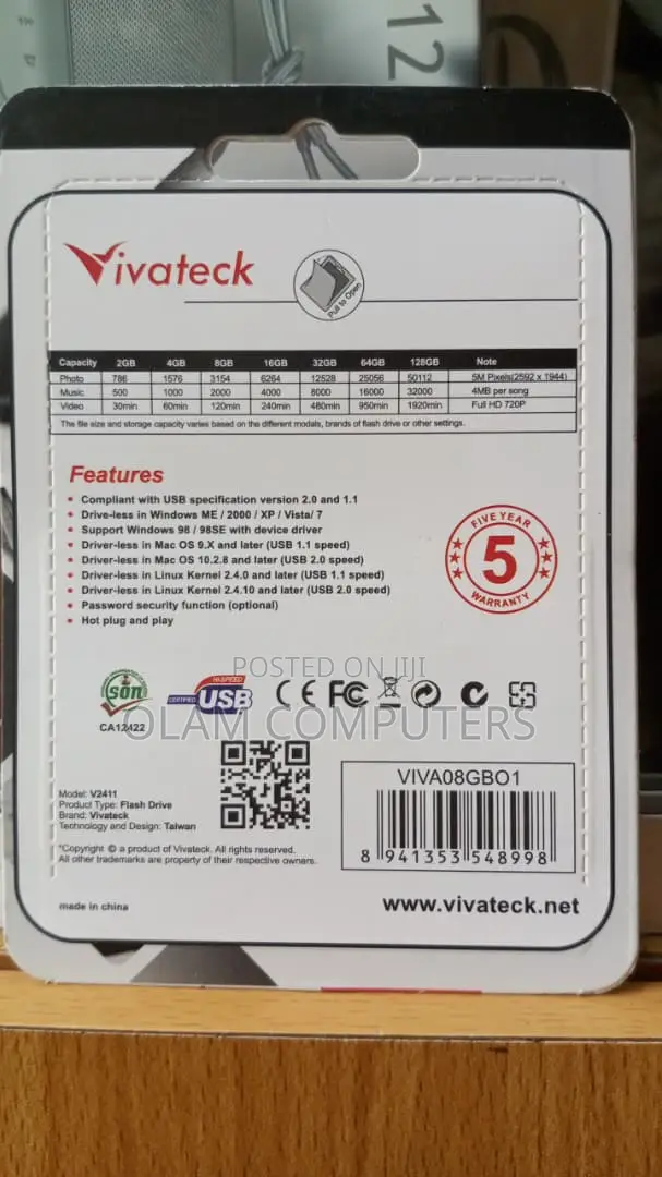 Vivateck Usb 2.0 Flash Drive – Model V2411 8gb