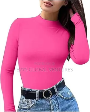 Turtle Neck Long Sleeve for Ladies - Pink