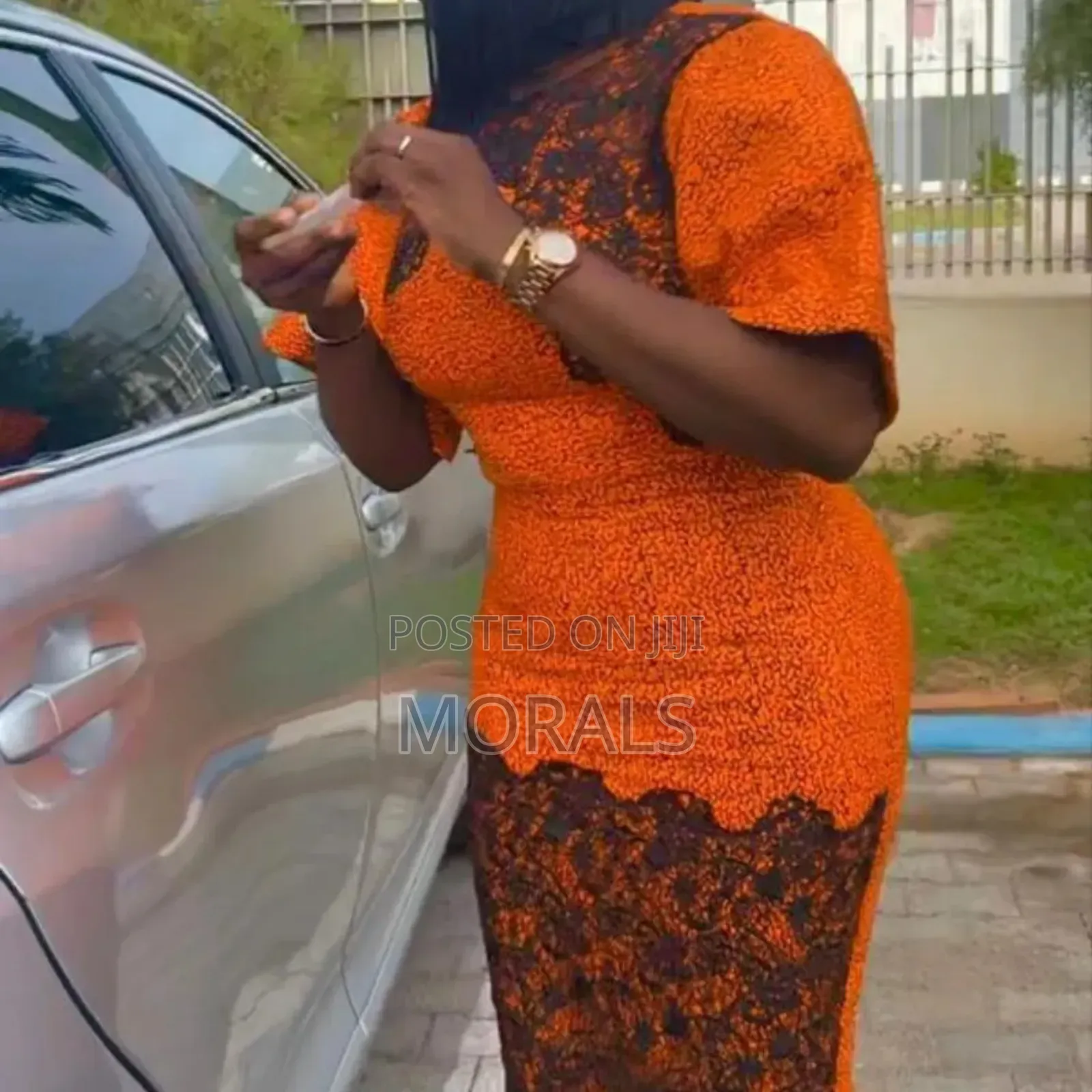 Ankara Dress With Chantilly Detailing