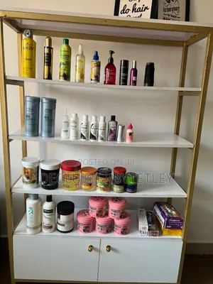 Luxury Gold Metal and Board Display Shelf Rack