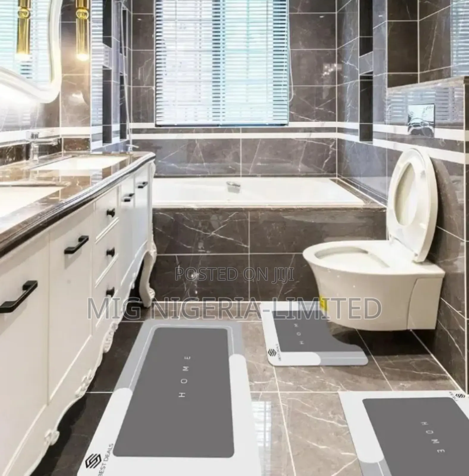 3pcs Non-Slip Silicone Bathroom Set, Super Absorb Quick-Dry Bath Mat