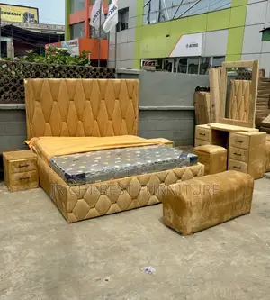 Assured Quality Full Upholstery 6 by 6 Wooden HDF Padded Bedframe Set