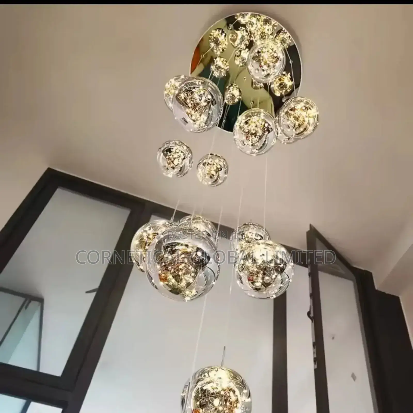 Modern Glass Globe Cluster Chandelier