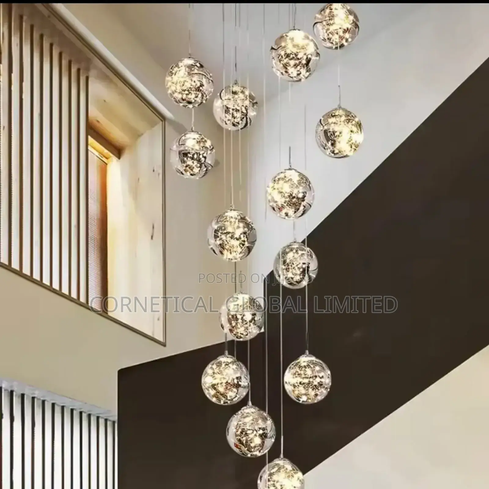 Modern Glass Globe Cluster Chandelier